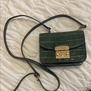 Valentino By Mario Valentino Green Croc-Embossed Crossbody Bag